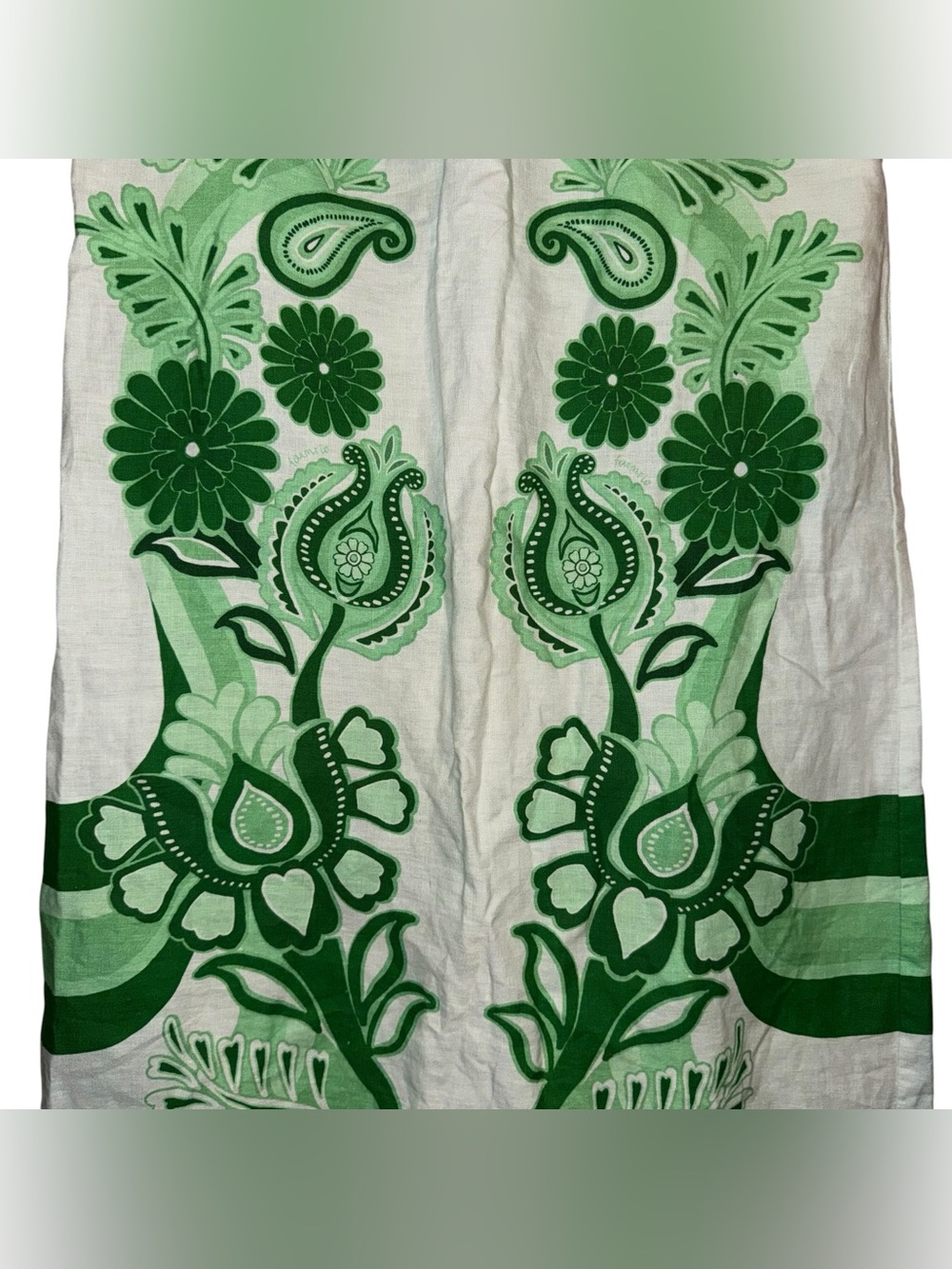 FARM RIO Color Festival Green Linen Euroflax Midi Skirt Size Large - Picture 6 of 16